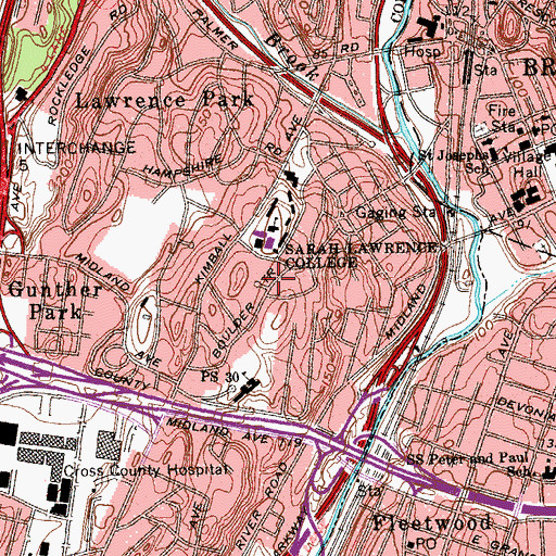 Topographic Map of Child Development Institute of Sarah Lawrence College, NY