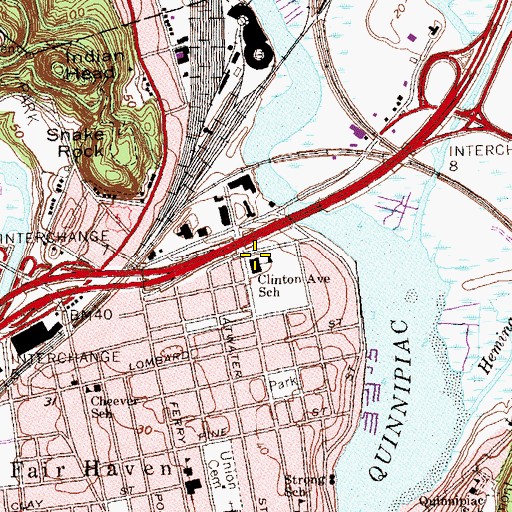 Topographic Map of Clinton Avenue School, CT