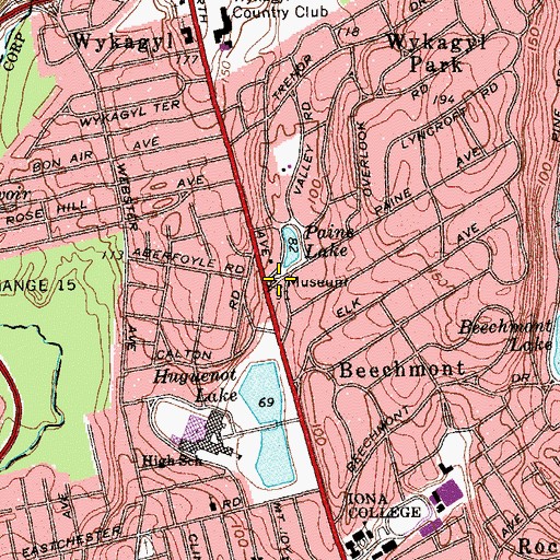 Topographic Map of Thomas Paine Cottage and Memorial, NY