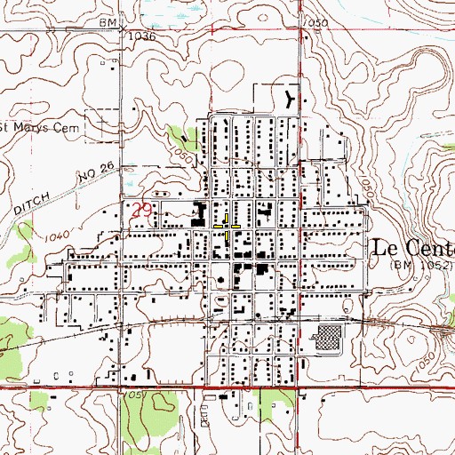 Topographic Map of Le Center Public Library, MN