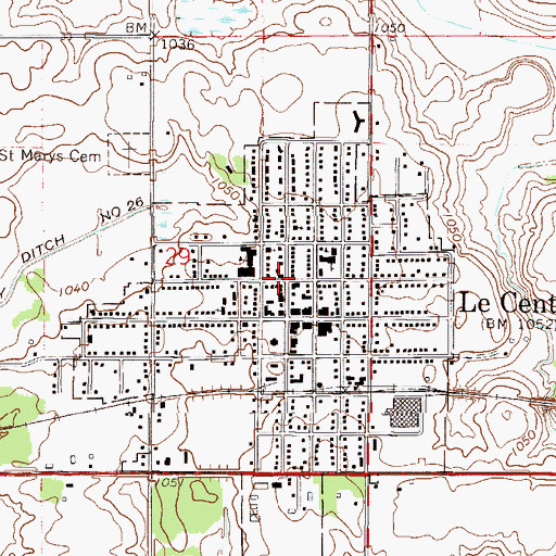 Topographic Map of Le Center City Hall, MN