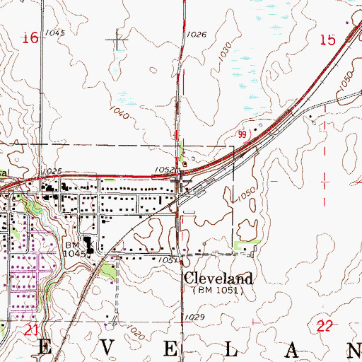 Topographic Map of Cleveland, MN