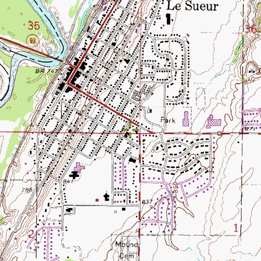 Topographic Map of Grace Evangelical Lutheran Church, MN