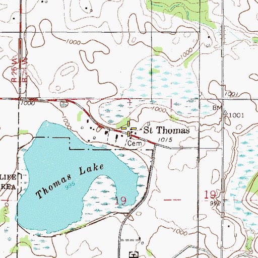 Topographic Map of Saint Thomas Post Office (historical), MN