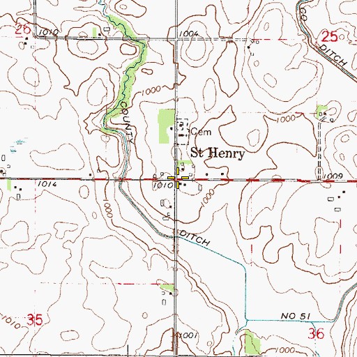 Topographic Map of Saint Henry Post Office (historical), MN
