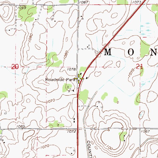 Topographic Map of Montgomery Wayside Park, MN