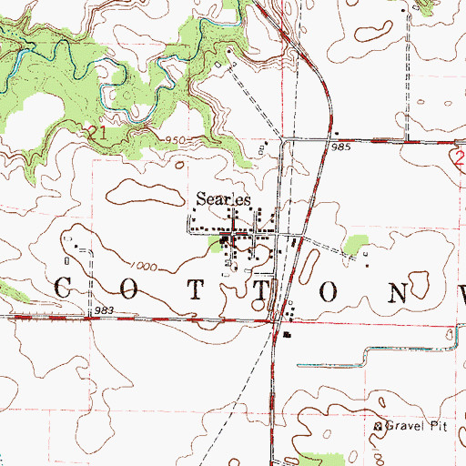 Topographic Map of Searles Post Office, MN