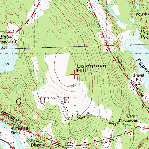 Topographic Map of Colegrove Hill, CT