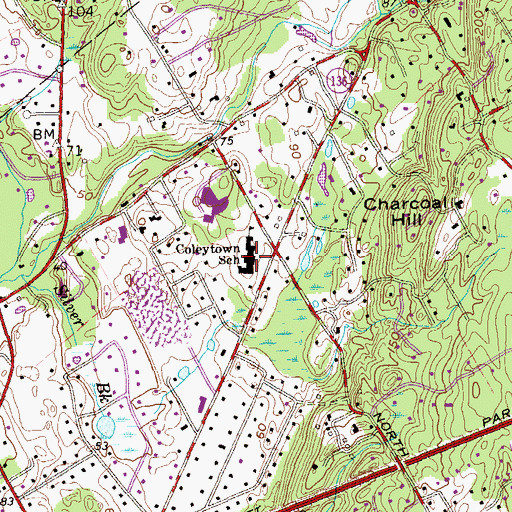 Topographic Map of Coleytown Elementary Regional Center, CT