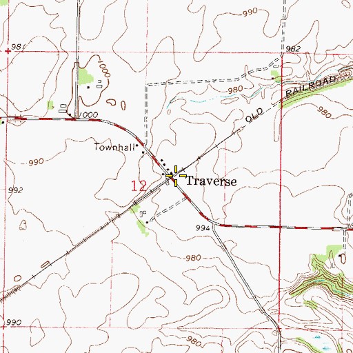 Topographic Map of Traverse (historical), MN