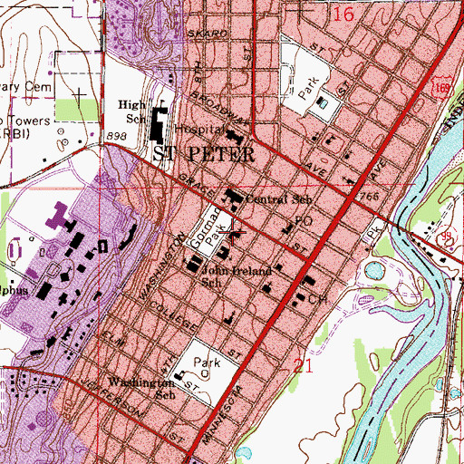 Topographic Map of Saint Peter Evangelical Lutheran Church, MN