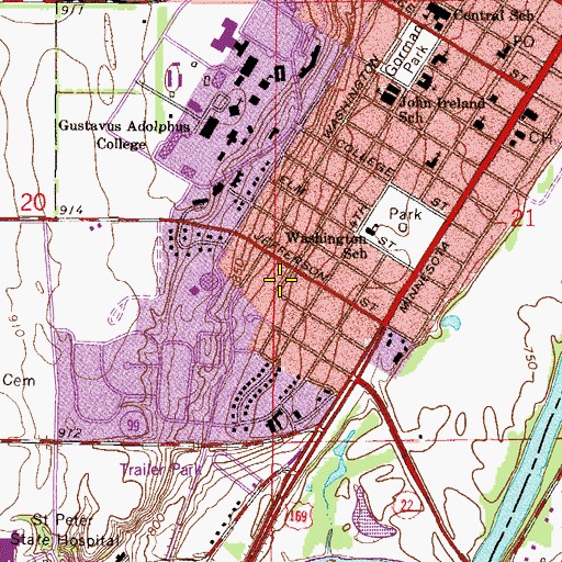 Topographic Map of Calvary Baptist Church, MN