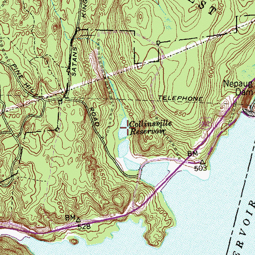 Topographic Map of Collinsville Reservoir, CT