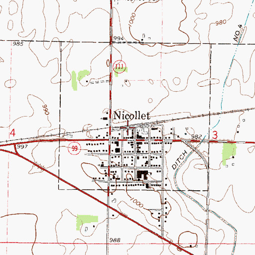 Topographic Map of Nicollet (historical), MN