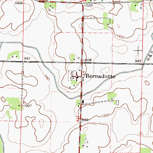 Topographic Map of Bernadotte Lutheran Church, MN