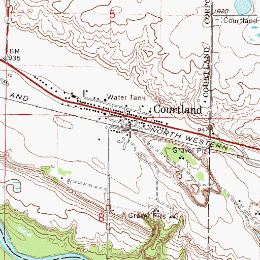 Topographic Map of Courtland (historical), MN