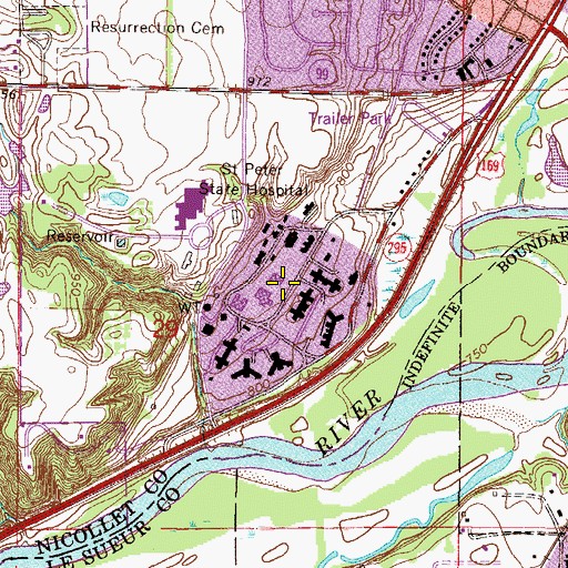 Topographic Map of First Minnesota Hospital for Insane Historical Marker, MN