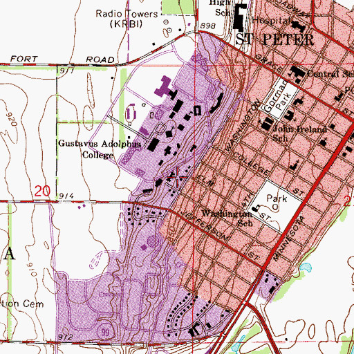 Topographic Map of Wahlstrom Hall, MN