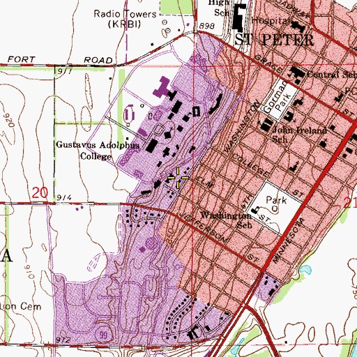 Topographic Map of Wahlstrom Hall, MN