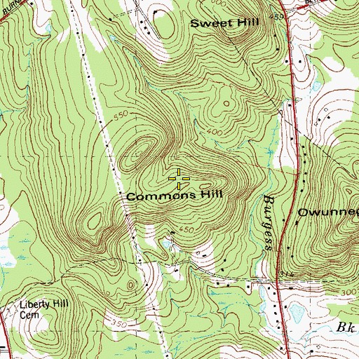 Topographic Map of Commons Hill, CT