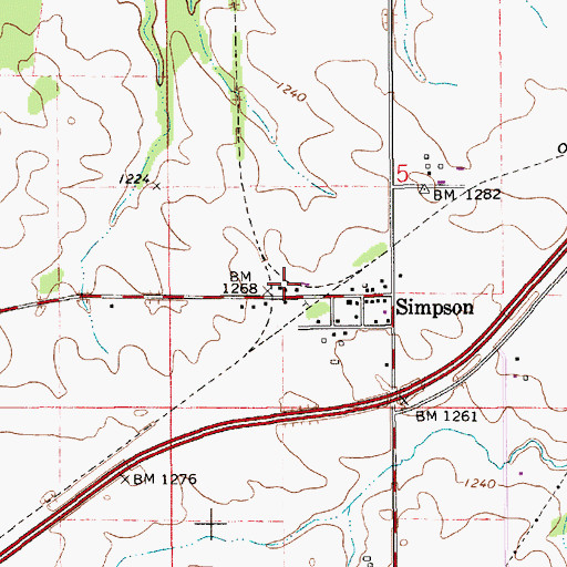 Topographic Map of Simpson (historical), MN