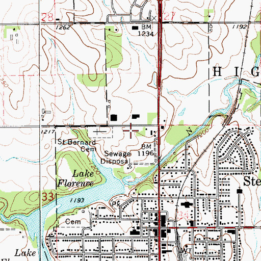 Topographic Map of Stewartville United Methodist Church, MN