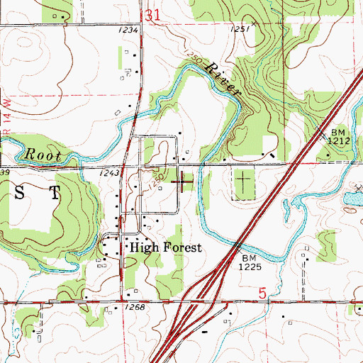 Topographic Map of High Forest Community Church, MN