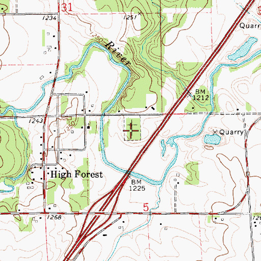 Topographic Map of High Forest Cemetery, MN