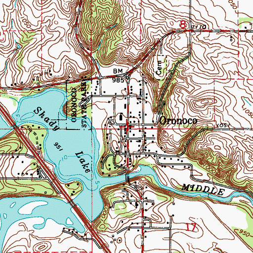 Topographic Map of Oronoco Post Office, MN