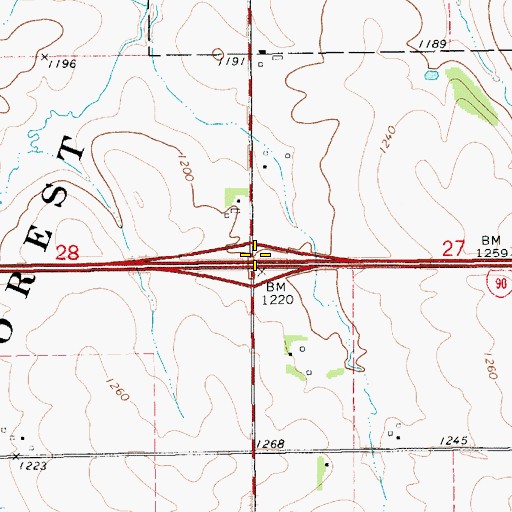Topographic Map of Interchange 229, MN