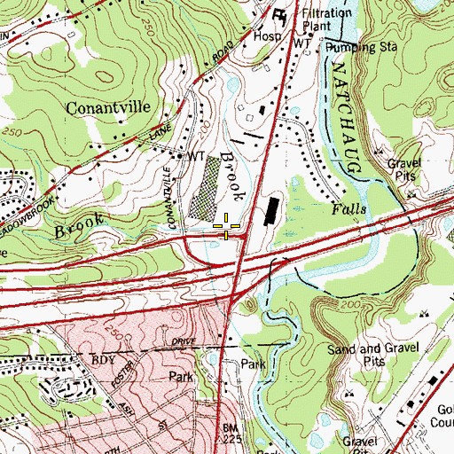 Topographic Map of Conantville Brook, CT