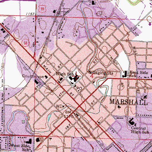 Topographic Map of Marshall Junior High School, MN
