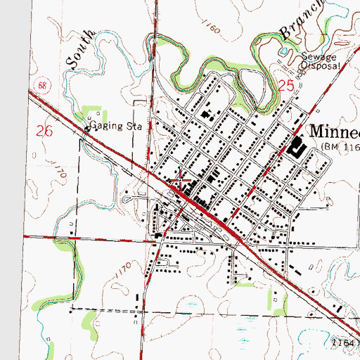 Topographic Map of Minneota Post Office, MN