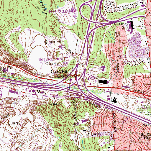 Topographic Map of Cooks Gap, CT