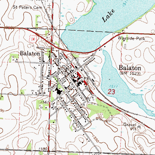 Topographic Map of Balaton Post Office, MN