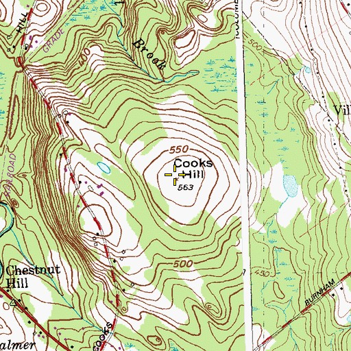 Topographic Map of Cooks Hill, CT