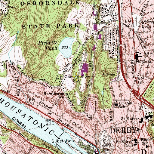Topographic Map of Coon Hollow Park, CT