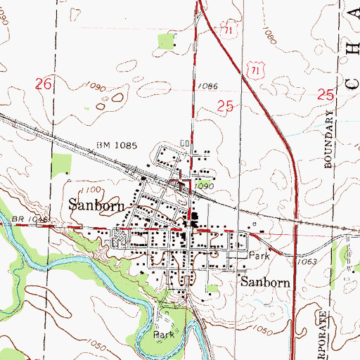 Topographic Map of Sanborn, MN