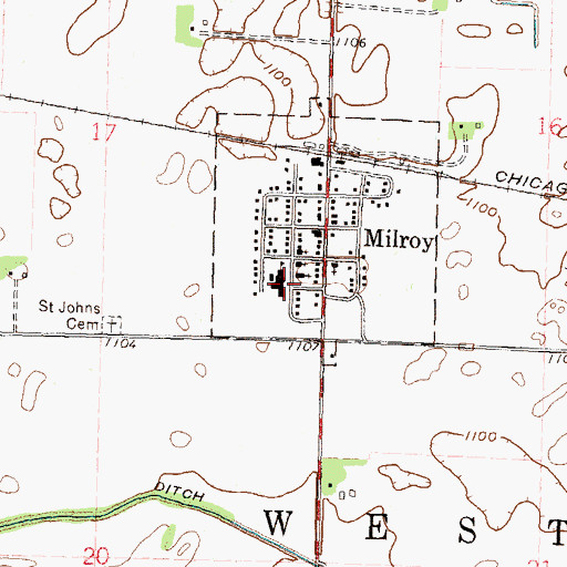 Topographic Map of Milroy Elementary School, MN