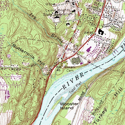Topographic Map of Coram Cemetery, CT