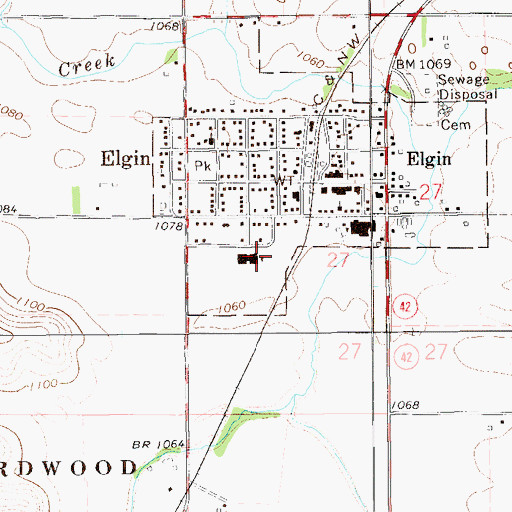 Topographic Map of Elgin-Millville Elementary School, MN