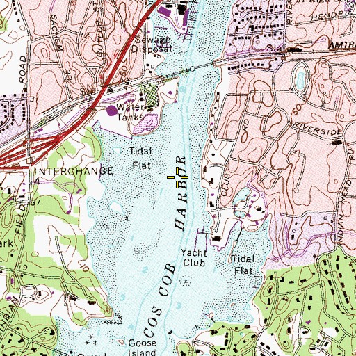 Topographic Map of Cos Cob Harbor, CT