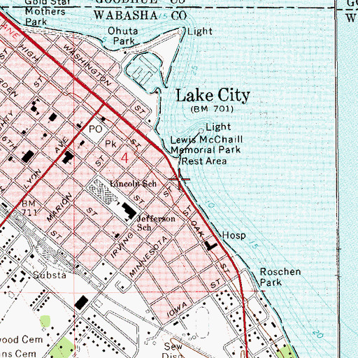 Topographic Map of Lake City Concourse, MN