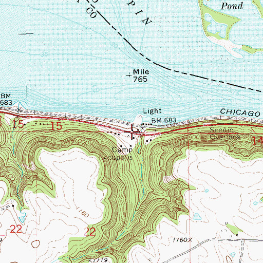 Topographic Map of Lake Pepin Historical Marker, MN