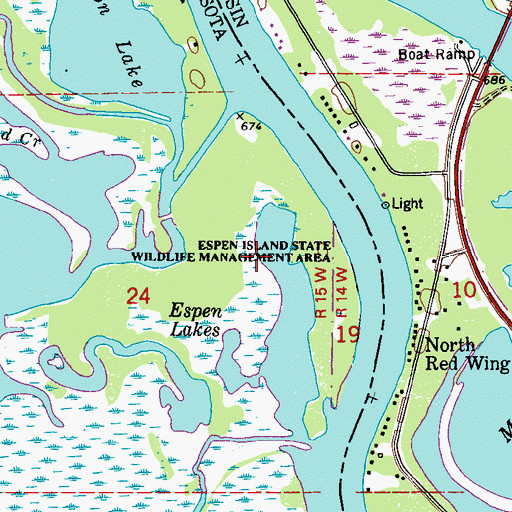 Topographic Map of Espen Island State Wildlife Management Area, MN