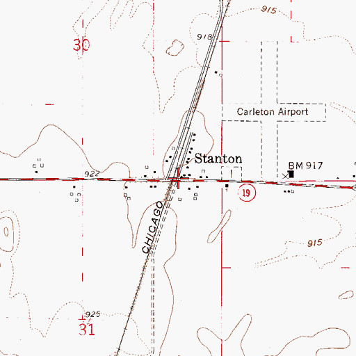 Topographic Map of Stanton Post Office (historical), MN