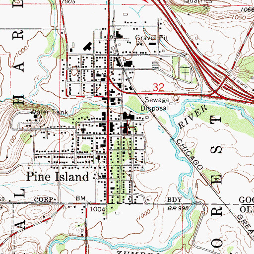 Topographic Map of Pine Island High School, MN