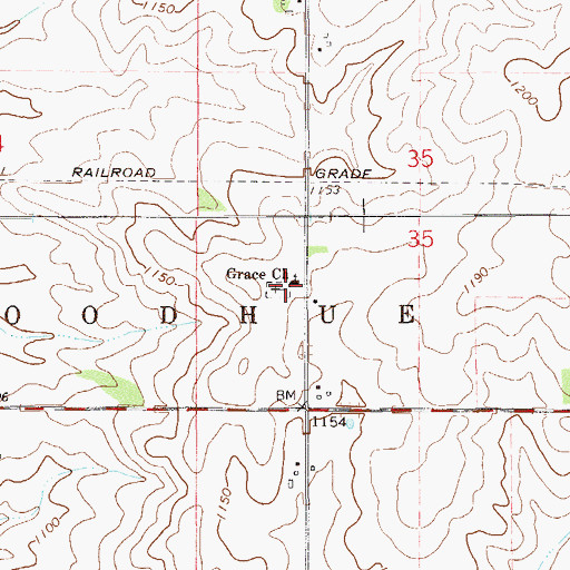 Topographic Map of Grace Cemetery, MN