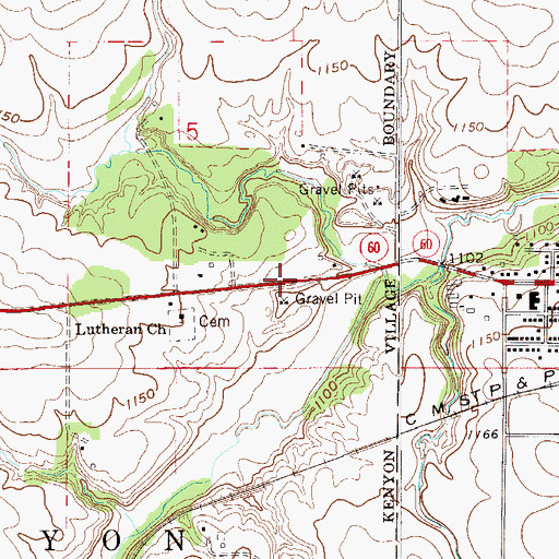 Topographic Map of Kenyon Wayside Park, MN