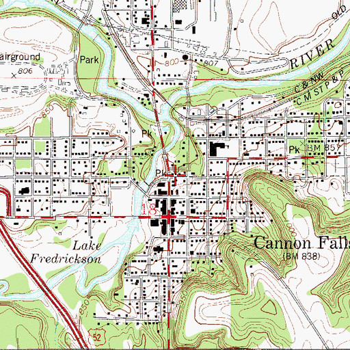 Topographic Map of Cannon Falls Fire Department, MN
